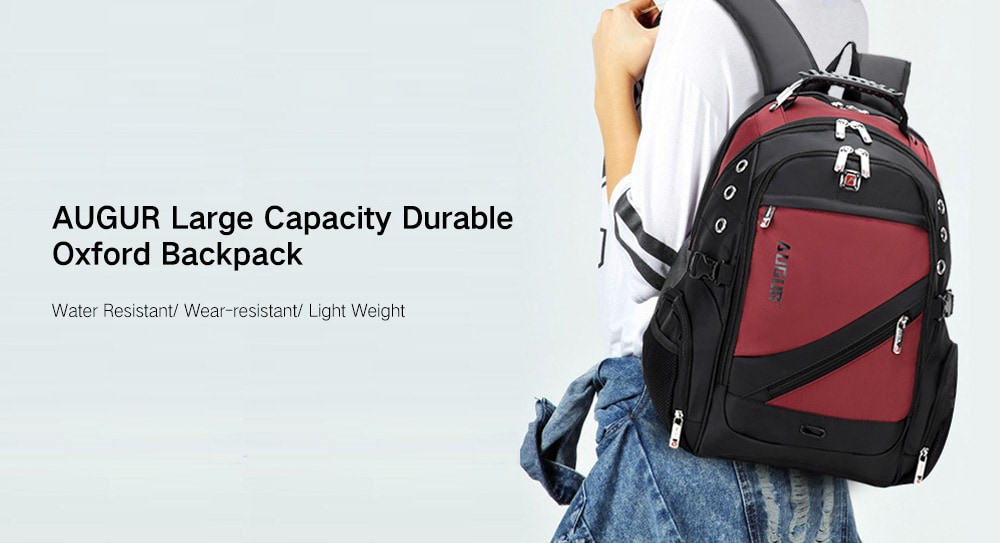 AUGUR Large Capacity Durable Oxford Backpack for Men- Black