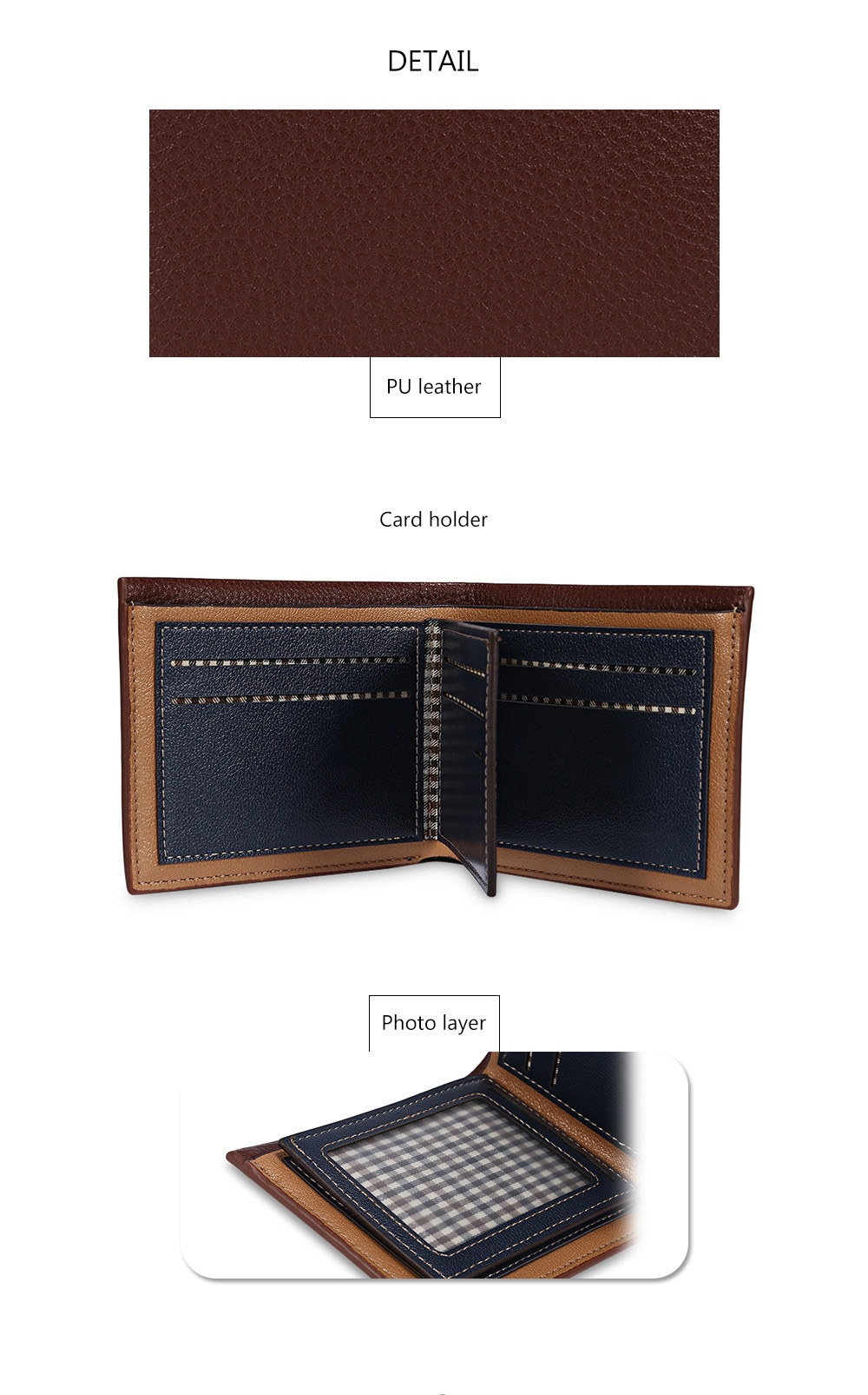 Baellerry Stylish Soft PU Leather Card Holder Short Wallet for Men- Light Coffee