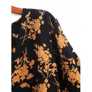 Floral Print Belted Surplice A Line Dress - Multi-v S