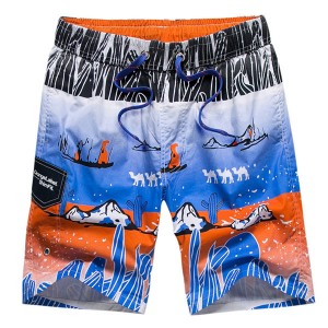 Printing Hawaiian Style Quickly Dry Beach Loose Board Shorts for Men