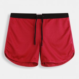 Mens Mesh Swim Shorts Arrow Pants Solid Color Breathable Sports Home Casual Shorts with Liner Pouch