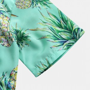 Men Hawaii Beach Print Jumpsuits Casual Short Sleeve Zipper Breathable Cotton Loungewear