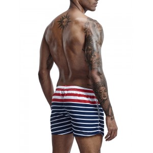 Mens Striped Knitting Board Shorts Casual Fishing Beach Shorts With Pockets