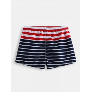 Mens Striped Knitting Board Shorts Casual Fishing Beach Shorts With Pockets