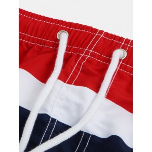 Mens Color Block Knitting Board Shorts Thin Quick Dry Fishing Sports Beach Shorts With Pockets