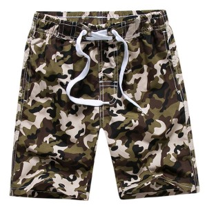 Hawaiian Style Tropical Camouflage Printing Loose Beach Board Shorts for Men