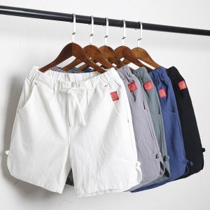Casual Drawstring Solid Color Comfy Cotton Linen Board Shorts for Men