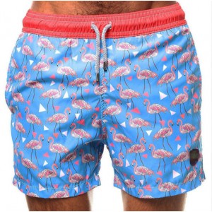 Nylon Flamingo Printing Quickly Dry Loose Board Shorts for Men