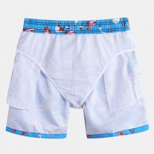 Mens 11 Colors Print Swim Shorts Quick Dry Mesh Lining Knee Length Hawaii Holiday Beach Board Short