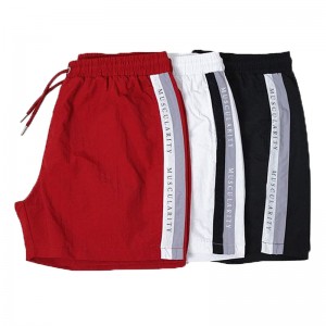 Mens Board Shorts Beach Sports Running Waterproof Fashion Solid Color Striped Drawstring Trunks
