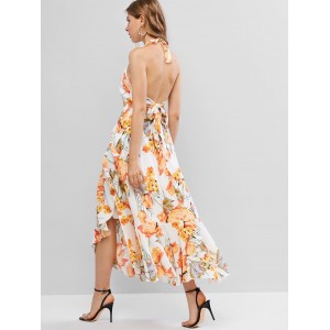Floral Ruffles Cut Out Maxi Dress - Multi-a M