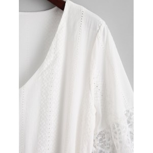 Mesh Panel Broderie Anglaise Tunic Dress - White S