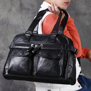 Men's Lightweight Minimalist Crossbody Bag Easy-match Waterproof PU Business Shoulder Pack