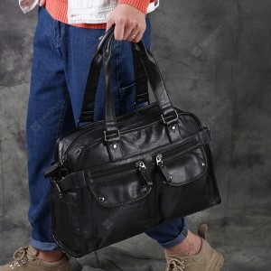 Men's Lightweight Minimalist Crossbody Bag Easy-match Waterproof PU Business Shoulder Pack