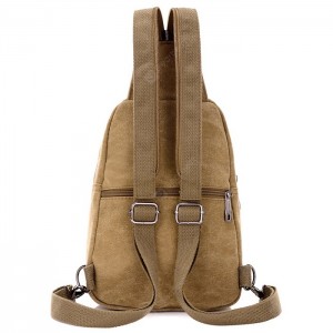 Man Retro Durable Canvas Crossbody Bag Detachable Zipper Shoulder Strap Chest Pack