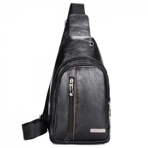 Men's Retro Zipper Crossbody Bag Fashion Pack with Hidden Headphone Jack