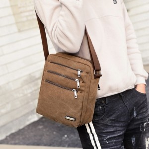 Men's Casual Canvas Crossbody Bag Business Shoulder Pack