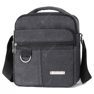 Men Durable Canvas Crossbody Bag Zipper Casual Outdoor Backpack