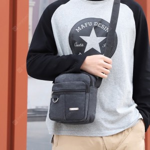 Men Durable Canvas Crossbody Bag Zipper Casual Outdoor Backpack