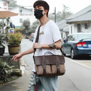 manjianghong1169 Men's Canvas Large Capacity Crossbody Bag Retro Fashion