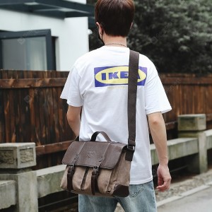 manjianghong1169 Men's Canvas Large Capacity Crossbody Bag Retro Fashion