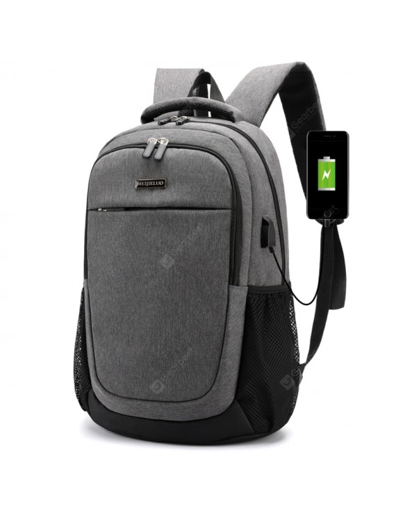 Men's Backpack Wide Shoulder Strap Zipper Pocket 15.6-inch Laptop Bag
