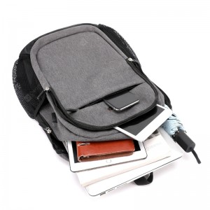 Men's Backpack Wide Shoulder Strap Zipper Pocket 15.6-inch Laptop Bag