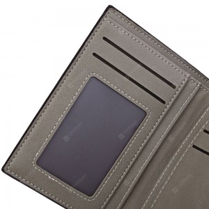 Baellerry  Men Solid Color Hardware Slice Letter Zipper Hasp Short Vertical Wallet