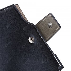 Baellerry  Men Solid Color Hardware Slice Letter Zipper Hasp Short Vertical Wallet