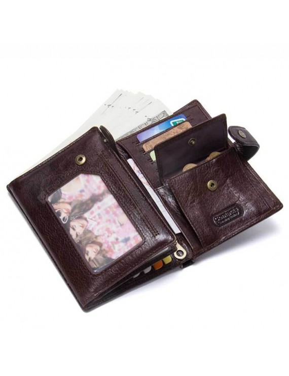 M1235 Passport Leather Fashion Multi-function Buckle Document Folder Leather Passport Bag Men Wallet