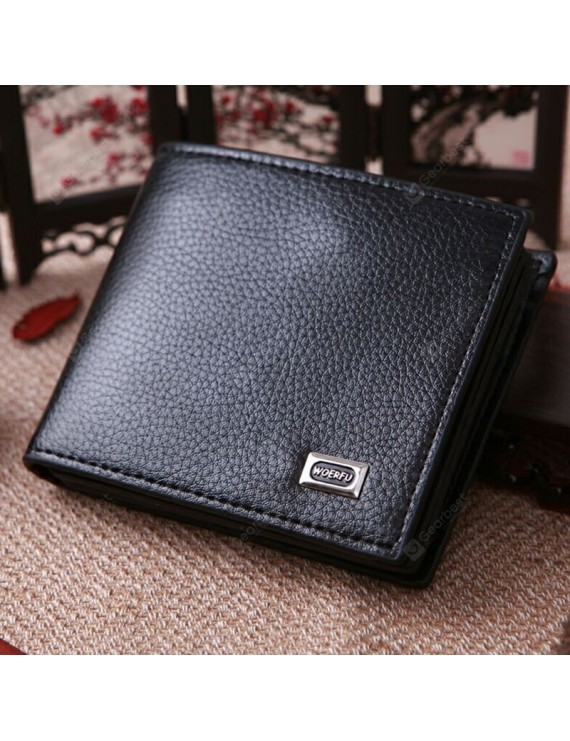 LS994 Men's PU Short Wallet Embossed Purse Contracted Style Solid Color
