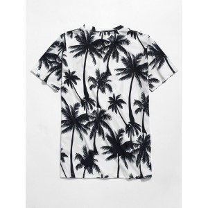 Palm Trees Print Beach T-shirt - White L