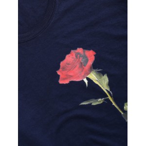 Rose Short Sleeves Valentine Day Top - Midnight Blue M