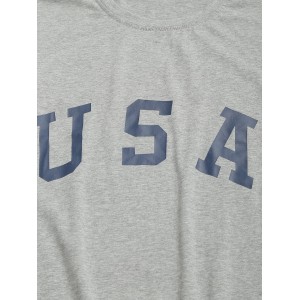  USA Letter American Flag Print Casual T-shirt - Light Gray 2xl