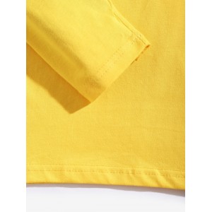 Geometric Graphic Long Sleeve Contrast Tee - Sun Yellow M