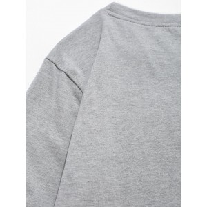 Contrast Tipping Long Sleeve Basic T-shirt - Light Gray L