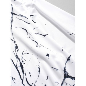 Marble Grain Print Short Sleeves T-shirt - Natural White L