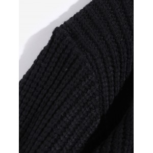 Solid Color Crew Neck Basic Pullover Sweater - Black Xl