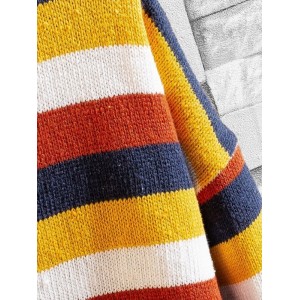 Colorful Striped Long-sleeved Casual Sweater - Multi-a L