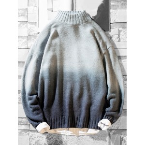 Mock Neck Ombre Graphic Pullover Sweater - Gray M