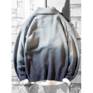 Mock Neck Ombre Graphic Pullover Sweater - Gray M