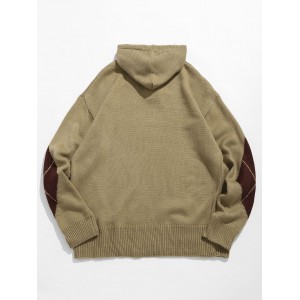 Diamond Pattern Hooded Sweater - Khaki Xl