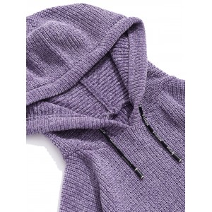 Solid Color Drawstring Pullover Hooded Sweater - Viola Purple Xs