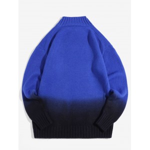 Ombre Graphic Mock Neck Pullover Sweater - Blue Xs