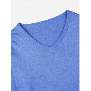 ZAN.STYLE V-neck Cotton Blend Knitwear - Blue M