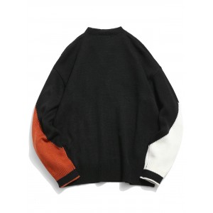 Contrast Twist Cable Knitted Sweater - Black Xl