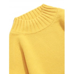 Color-blocking Long-sleeved Casual Sweater - Yellow Xs