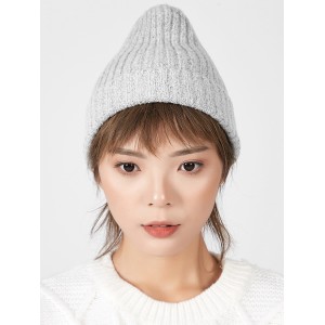 Knitted Chic Braid Winter Hat - Light Gray