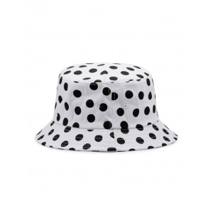 Polka Dot Printed Bucket Hat - White