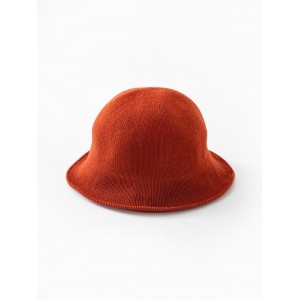 Solid Color Round Top Knitted Hat - Red